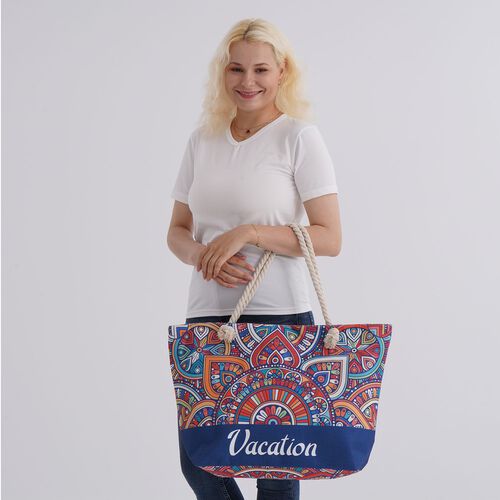  lifestyle-Color:national style print ;  Size/Profile:tote bag; Wall (exterior):Polyester,Lining (Interior):polyester  Pockets (exterior):Zipped-1;Pockets (interior):slip-1;Measurement (inches):15.95*7.08*14.96inch;  Closure Type: zipped; Hardware Type: M image number 1