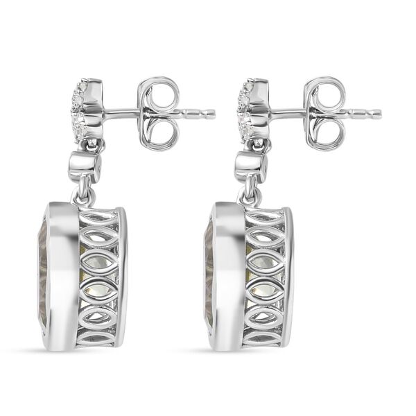 Prasiolith und wei&szlig;e Zirkon Ohrringe, 925 Silber platiniert ca. 6.74 ct image number 4