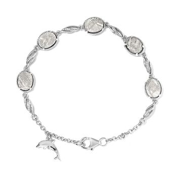 Meteorit Armband, ca. 19 cm, 925 Silber platiniert ca. 17.25 ct