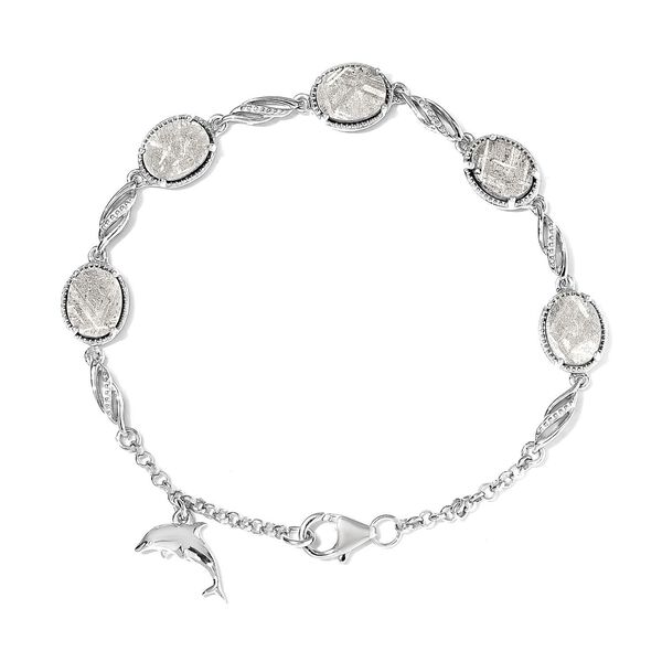 Meteorit Armband, ca. 19 cm, 925 Silber platiniert ca. 17.25 ct