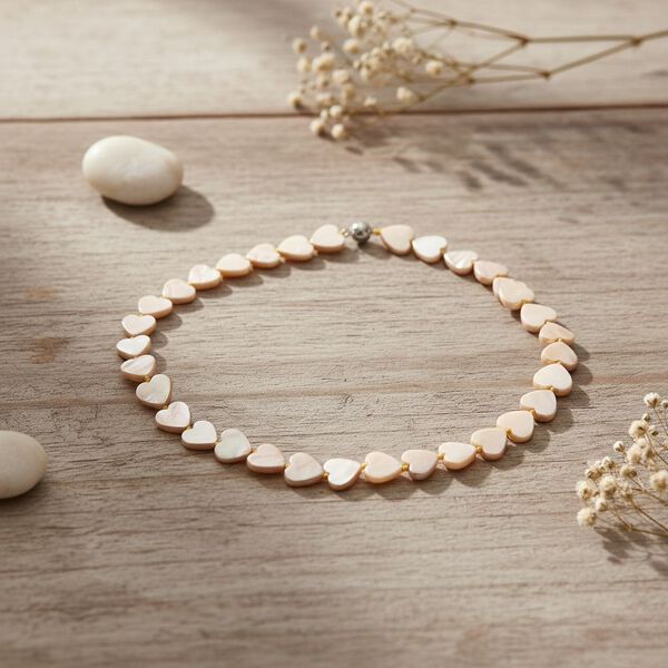 Goldene Farbe Muschelkernperle (13 mm) Halskette ca. 50 cm 316L Edelstahl image number 2