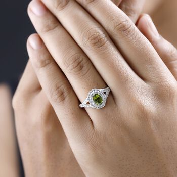 AA Calabar-Turmalin, Wei&szlig;er Zirkon Ringe 925 Silber Gelbgold Vermeil (Gr&ouml;&szlig;e 17.00) ca. 1.66 ct