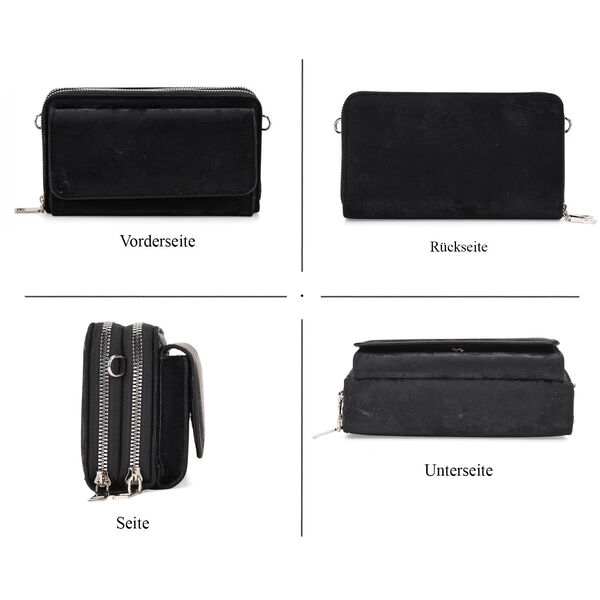 Crossbody-Tasche mit RFID-Schutz und Muster-Schulterriemen, 19x6x11 cm, Schwarz image number 5