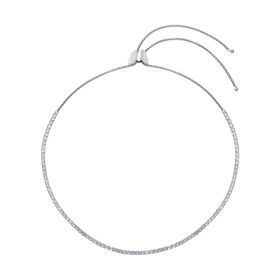 Weiße Zirkonia Halskette, ca. 38 cm, Edelstahl
