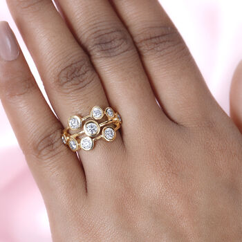 Moissanit Ring 925 Silber Gelbgold Vermeil (Gr&ouml;&szlig;e 17.00) ca. 1,48 ct