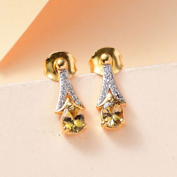 AA nat&uuml;rliche goldene Tansanit und Zirkon Ohrringe - 0,80 ct. image number 2