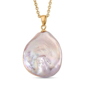 AAA Lila S&uuml;&szlig;wasser Perle Anh&auml;nger mit Kette, ca. 50 cm 316L Edelstahl goldfarben