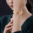 Gefärbter roter Achat, weißer Kristall Armband, ca. 19 cm Reiner Edelstahl,nca. 10.01 ct image number 2