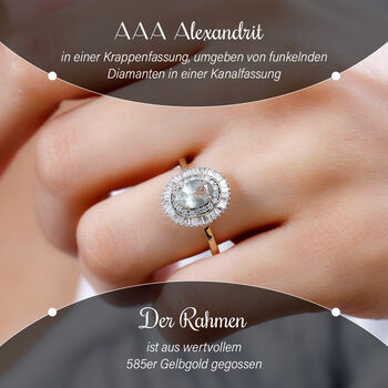 AAA Alexandrit und Diamant Ring in 585 Gold - 1,01 ct.