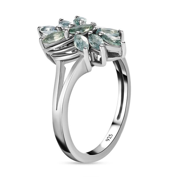 Montana Pfau Saphir floraler Ring, 925 Silber platiniert, 0,95 ct. image number 5