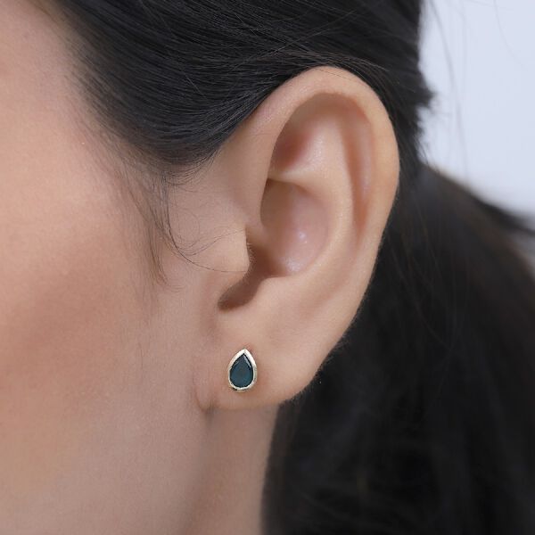 Blaugr&uuml;ne Grandidierit-Ohrstecker, 375 Gelbgold ca. 0,69 ct image number 3