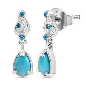 AA Sleeping Beauty Türkis, Neon Apatit Ohrringe 925 Silber rhodiniert ca. 0.86 ct