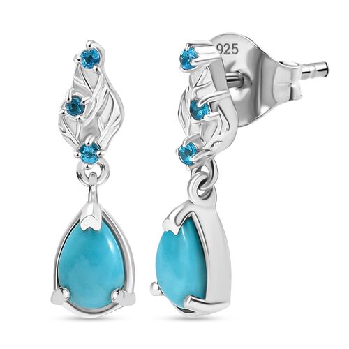 AA Sleeping Beauty Türkis, Neon Apatit Ohrringe 925 Silber rhodiniert ca. 0,86 ct. image number 0