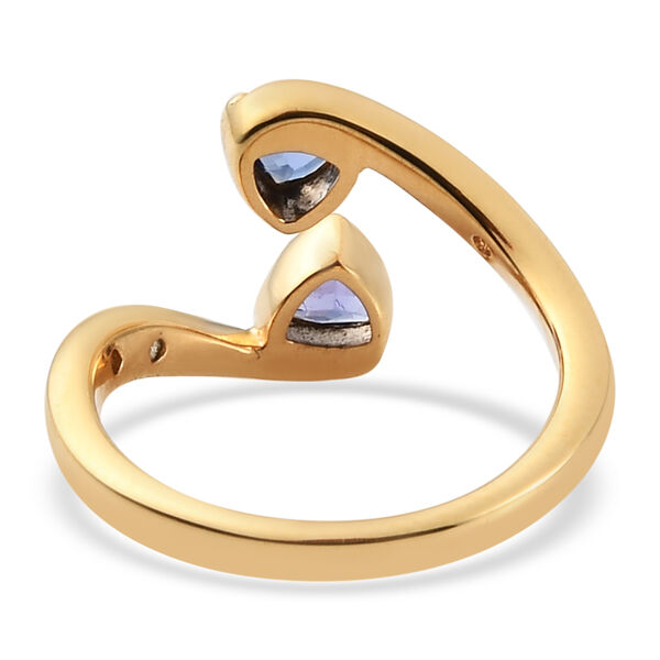 Tansanit und Zirkon Bypass Ring 925 Silber vergoldet  ca. 0,62 ct image number 6