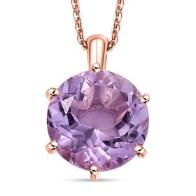 Rosa Amethyst Anhänger mit Kette, 925 Silber 750 Roségold Vermeil ca. 6.50 ct