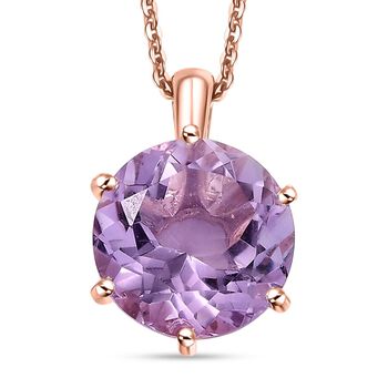 Rosa Amethyst Anh&auml;nger mit Kette, 925 Silber 750 Ros&eacute;gold Vermeil ca. 6.50 ct