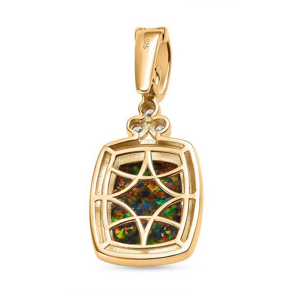 Labor schwarzer Opal und Zirkon-Anh&auml;nger - 4,22 ct. image number 5