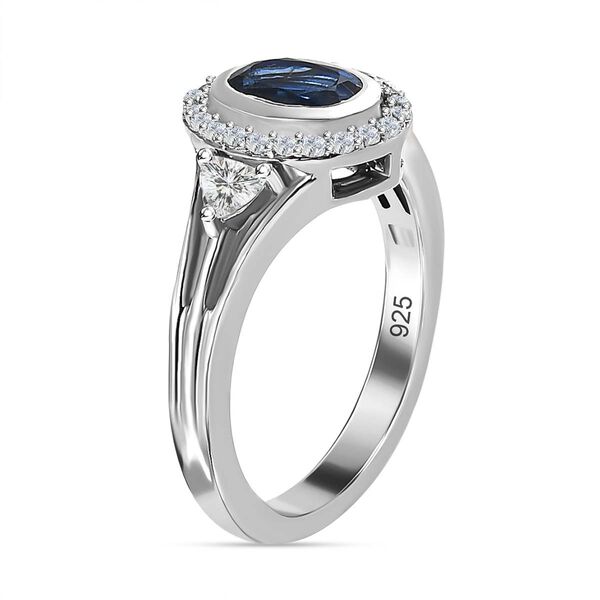 Kaschmir Kyanit, wei&szlig;er Zirkon Ring, 925 Silber platiniert (Gr&ouml;&szlig;e 19.00) ca. 1.61 ct image number 5