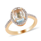 Blau Topas und Zirkon Ring 925 Silber vergoldet  ca. 3,16 ct image number 3