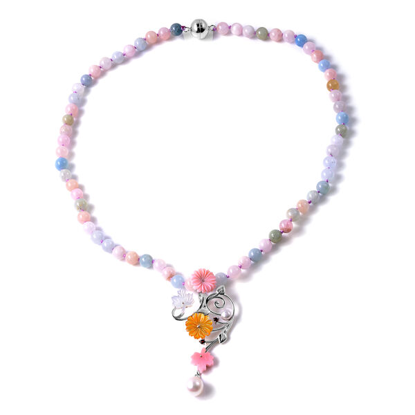 JARDIN-KOLLEKTION Morganit und Mehrfarbig Edelsteine Halskette ca. 45 cm 925 Silber rhodiniert 127,13 ct