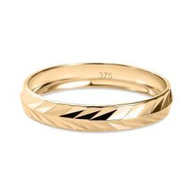 Diamantschliff-Muster Bandring in 375 Gold