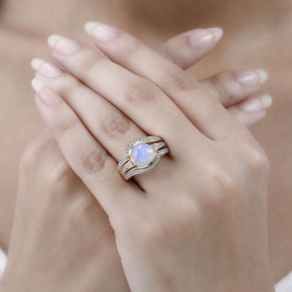 Nat&uuml;rlicher, &auml;thiopischer Welo Opal und Zirkon Ring - 3,15 ct. image number 4