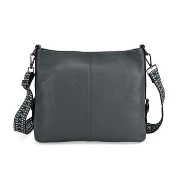 Leder-Crossbody-Tasche mit 3 Tragevarianten, 32x12x25 cm, Blau