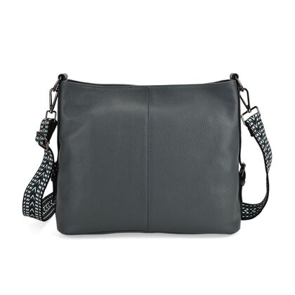 Leder-Crossbody-Tasche mit 3 Tragevarianten, 32x12x25 cm, Blau