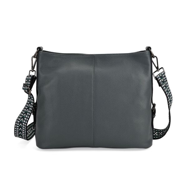 Leder-Crossbody-Tasche mit 3 Tragevarianten, 32x12x25 cm, Blau