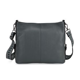 Leder-Crossbody-Tasche mit 3 Tragevarianten, 32x12x25 cm, Blau