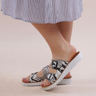 LA MAREY - Schnalle Slip-on Sandalen, Größe 36, Schlangenhautmuster, Weiß