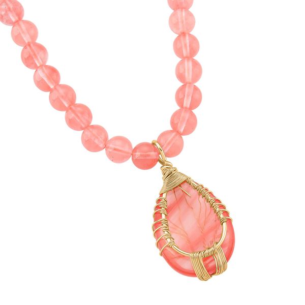 Kirsche Quarz Halskette, ca. 45 cm + 5 cm extender, vergoldet ca. 230.00 ct image number 4