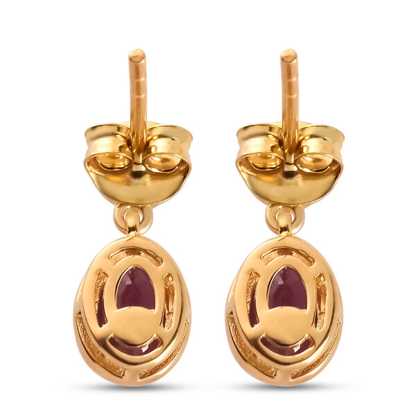 Afrikanische Rubin und Zirkon-Ohrhänger, (Fissure gefüllt), 925 Silber vergoldet ca. 2,54 ct  image number 5