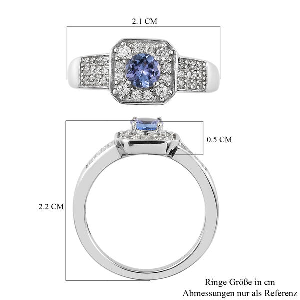 Tansanit und Zirkon Ring 925 Silber platiniert  ca. 0,81 ct image number 7