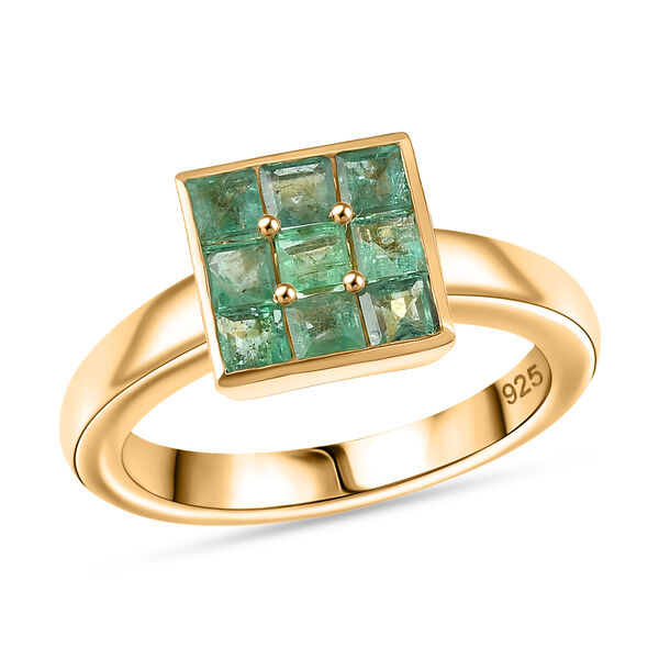 Kagem Sambischer Smaragd Ring 925 Silber 750 Gelbgold Vermeil (Größe 19.00) ca. 0,88 ct image number 4