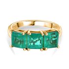 Smaragd-Quarz Triplette Ring 925 Silber vergoldet (Gr&ouml;&szlig;e 17.00) ca. 3,72 ct