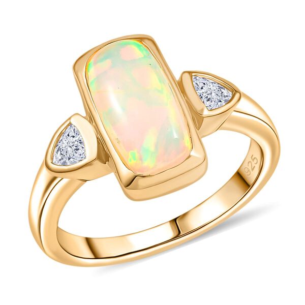 AA Nat&uuml;rlicher, &auml;thiopischer Welo Opal und Moissanit Ring - 1,76 ct. image number 4