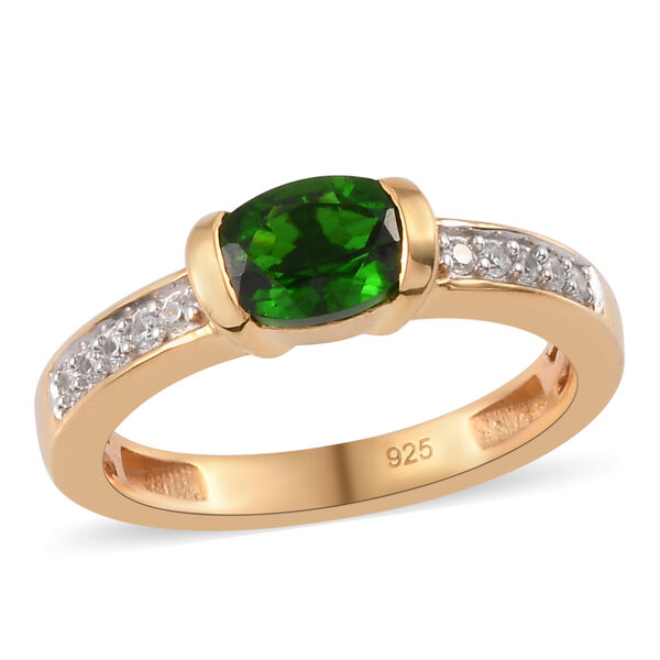 Natürlicher Chromdiopsid und Zirkon-Ring, 925 Silber vergoldet  ca. 0,92 ct image number 4