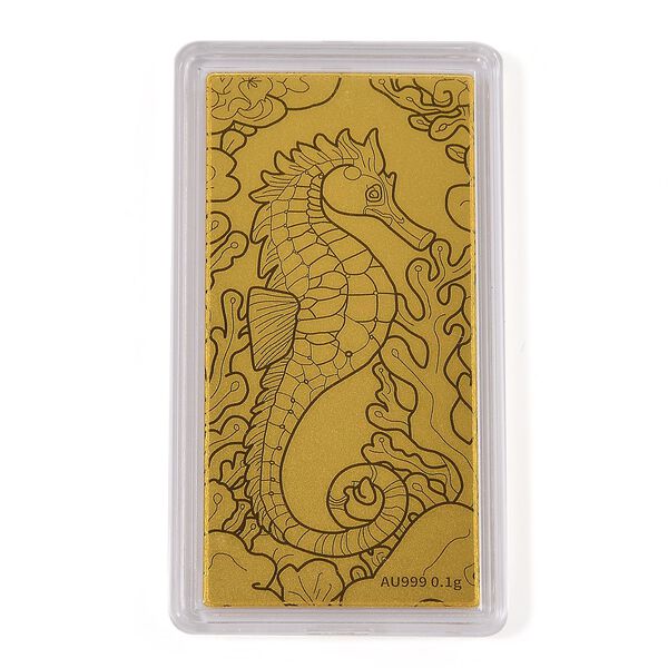 999er Gold-Barren mit Seepferdchen-Motiv image number 4