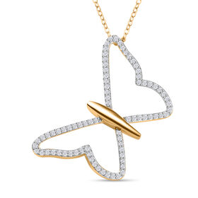 Moissanit Anhänger mit 50cm Kette, 925 Silber 750 Gelbgold Vermeil - 0,70 ct.