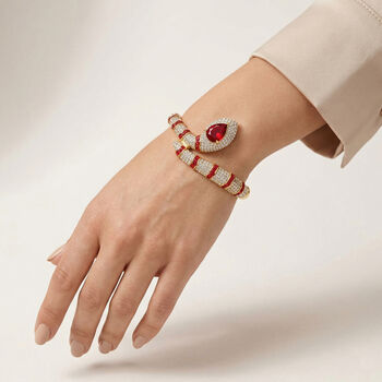 Roter und wei&szlig;er Kristall-Armreif, 18 cm