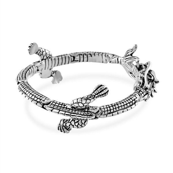 Designer Style- Drachen Armreif Reiner Edelstahl ca. 20 cm ca. 71,50g, Silberfarben image number 2