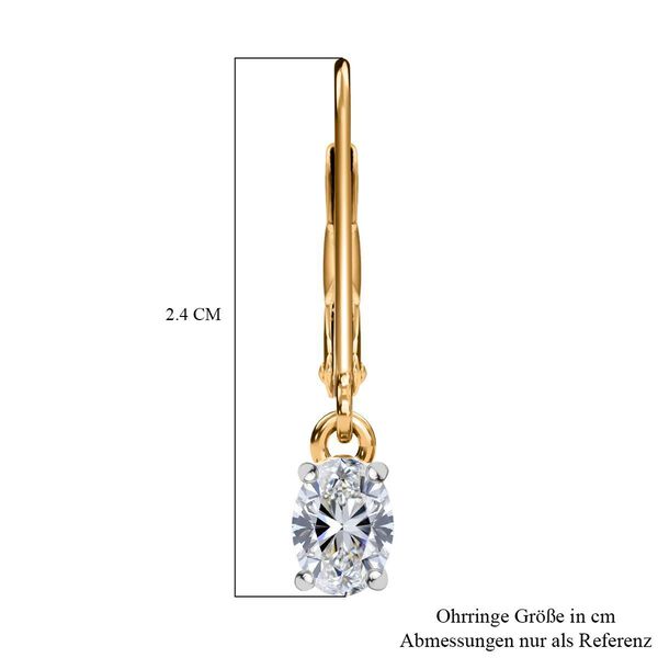 LUXURIANT SGL zertifizierte VS-GH Labor Oval-Diamant Ohrringe, 925 Silber 750 Gelbgold Vermeil - 1 ct. image number 5