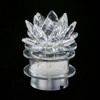 The 5th Season - Kristall Lotusbl&uuml;te LED-Licht mit drehbarem Sockel, 9,5x10,5 cm, wei&szlig;