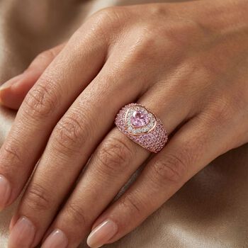 Rosa und wei&szlig;er Zirkonia Ring in Ros&eacute;goldton