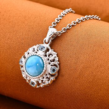 Royal Bali Kollektion- Larimar und blauer Topas-Anh&auml;nger - 5,42 ct.
