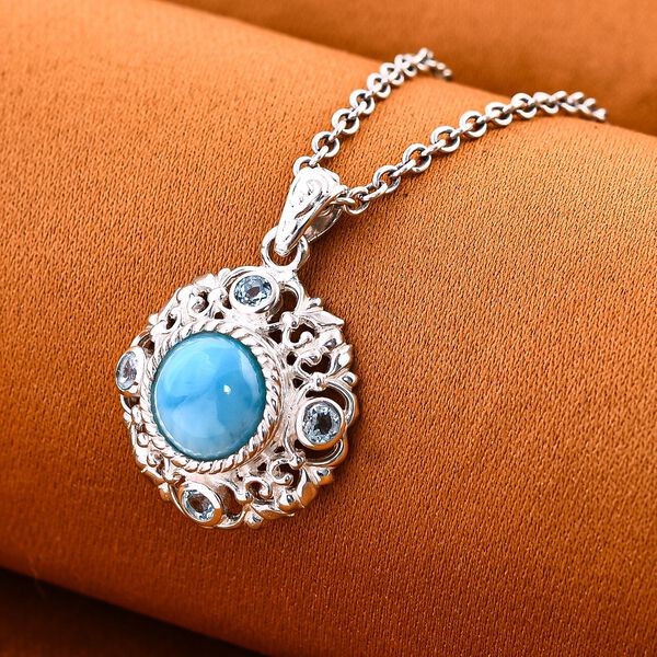 Royal Bali Kollektion- Larimar und blauer Topas-Anh&auml;nger - 5,42 ct. image number 2