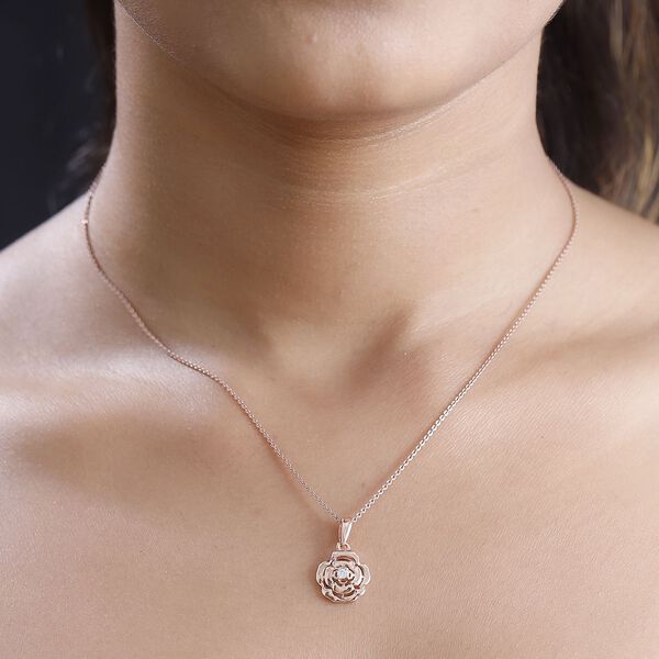 Wei&szlig;er Diamant Anh&auml;nger 925 Silber 750 ros&eacute;vergoldet image number 3