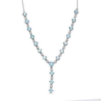 AA Blauer Zirkon Halskette ca. 45 cm 925 Silber rhodiniert ca. 7,87 ct.