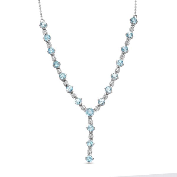 AA Blauer Zirkon Halskette ca. 45 cm 925 Silber rhodiniert ca. 7,87 ct.